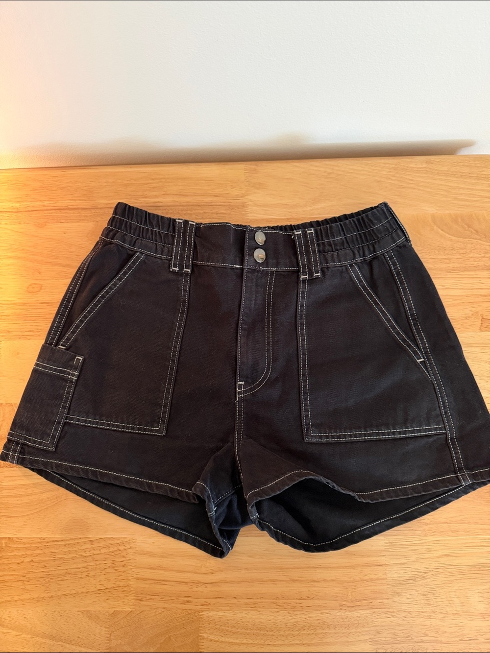 Urban Outfitters Black High-Rise Utility Jean Shorts